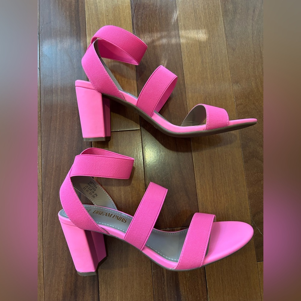DREAM PAIRS Barbie Pink Elastic Chunky Strap Sandals size 8.5 - Picture 5 of 6